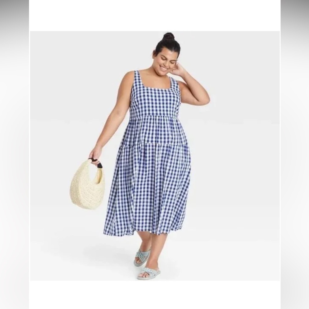 Ava & Viv Blue Gingham Maxi Dress